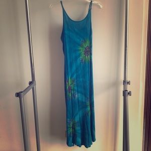 Aqua green Tropical Batik sundress
